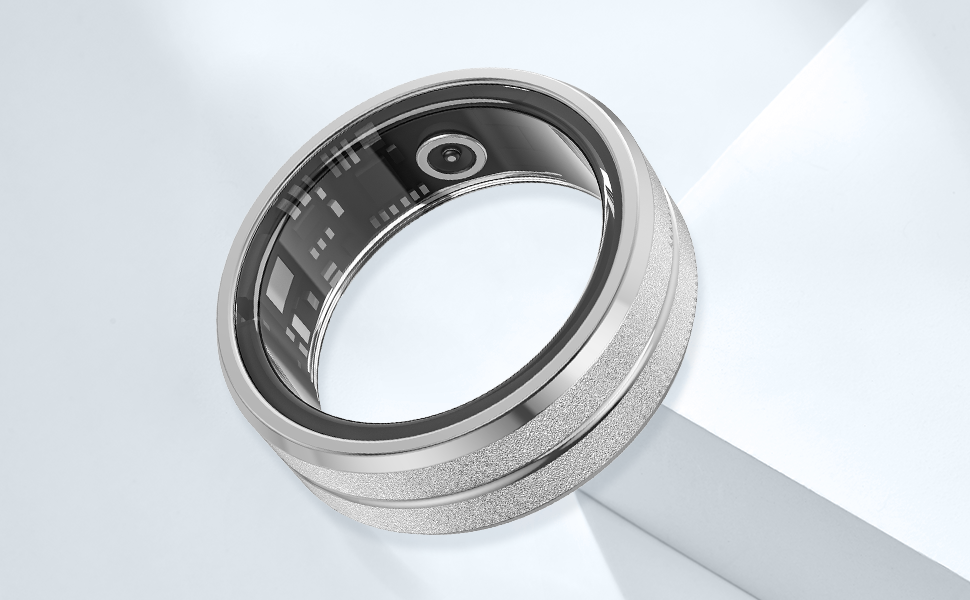  BiuEra Smart Ring Activity Tracker Heart Rate Monitor Sleep Recorder IP68 Waterproof Level Silver